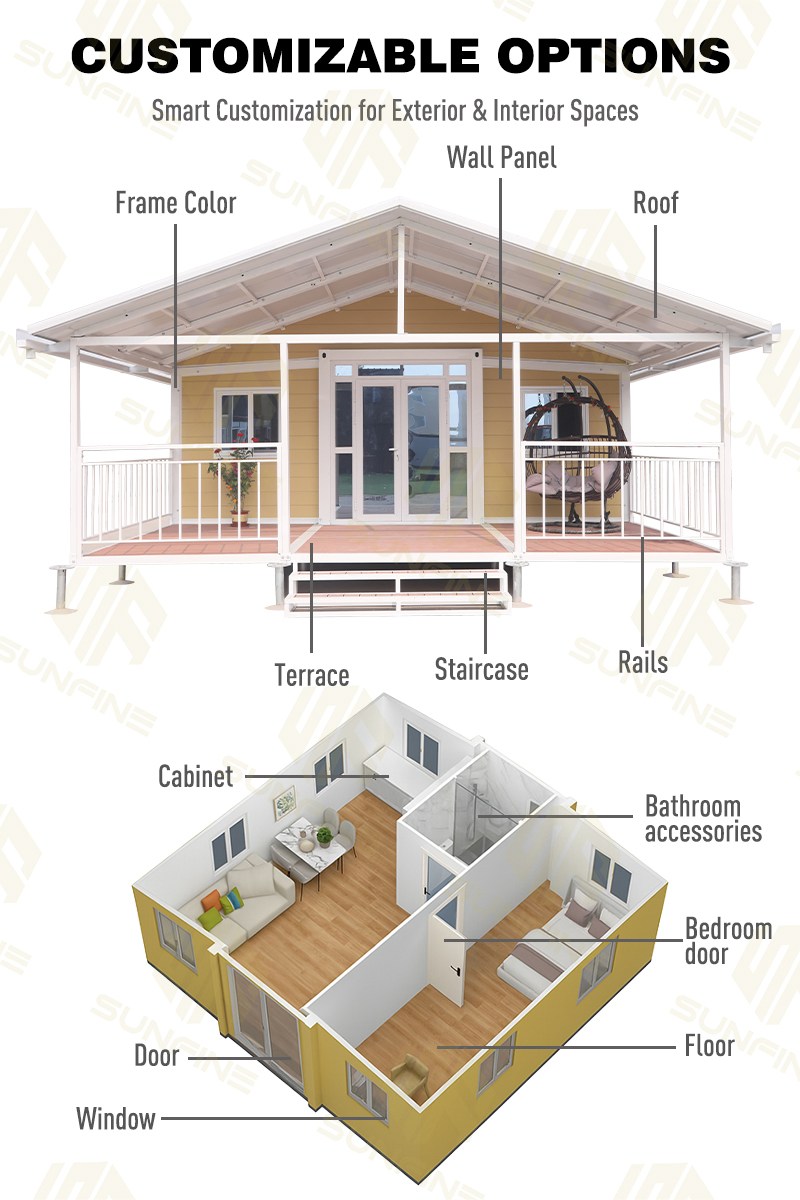 Portable Homes 2 Bedroom Luxury Modular Prefabricated Expandable Container House for Sale