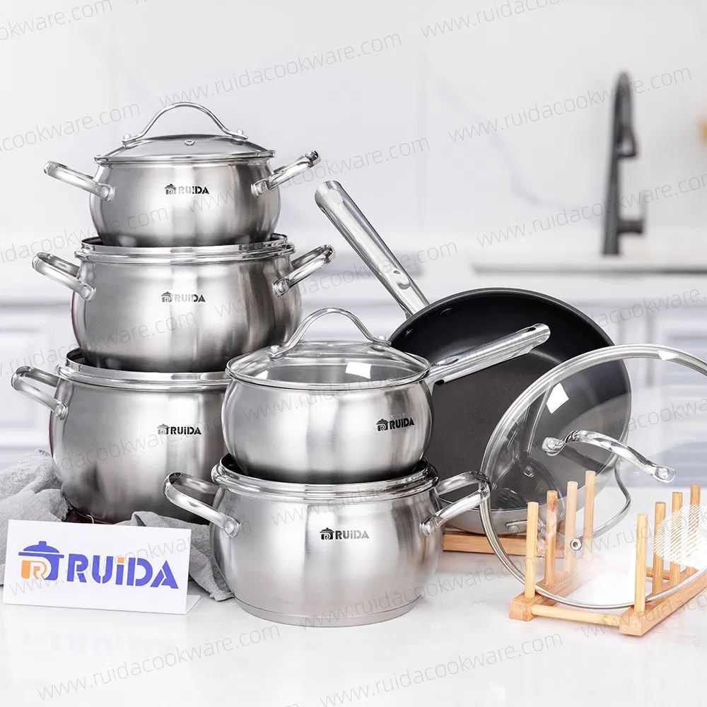 Home Appliance 12PCS Apple Shape Big Size Non Stick Coating Cookware Set