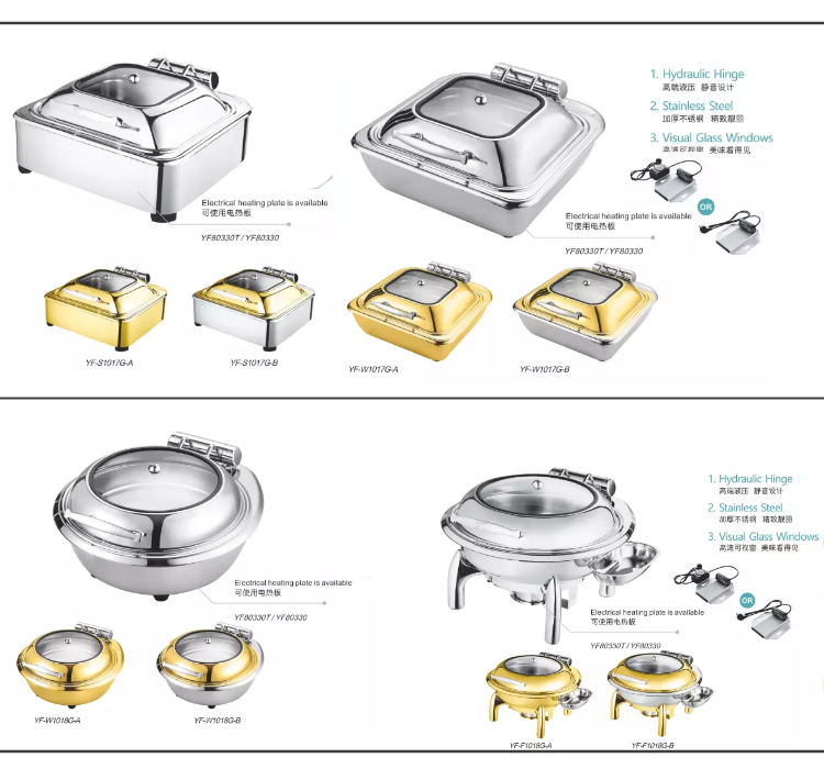 Stainless Steel Best Roll Top Cathering Round Electric Shaffing Chaffing Chafing Dish Electric Heater Buffet Parties Food Server Warming Tray Stove Set Warmers