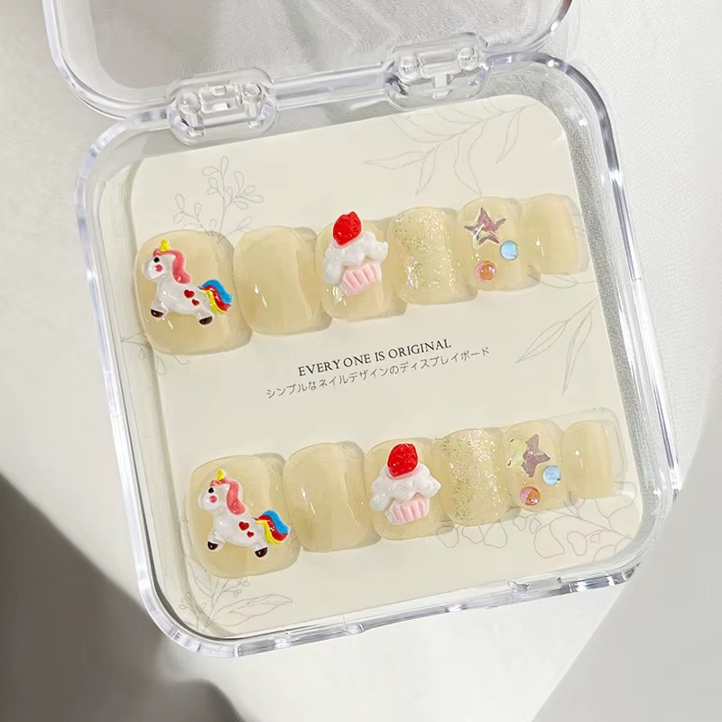 Cute Cartoon Press on Nails for Kids Gift Set
