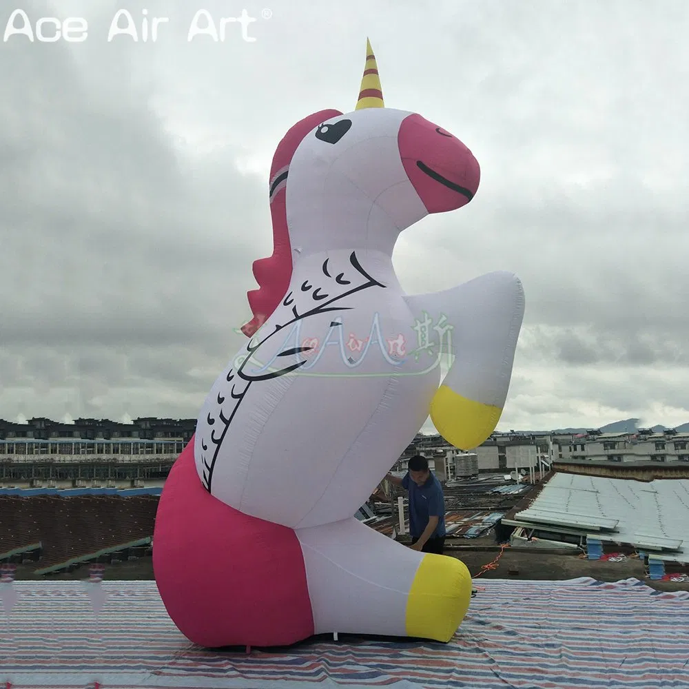 5m H Inflatable Unicorn Cartoon Model Party Decorative Unicorn Animal Balloon with Logo for Stage or Event Decor