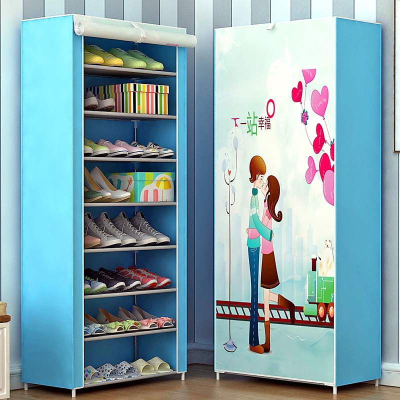 Dustproof Cloth Shoe Cabinet Creative Non-Woven Wrought Iron Multi-Layer Shoe Rack