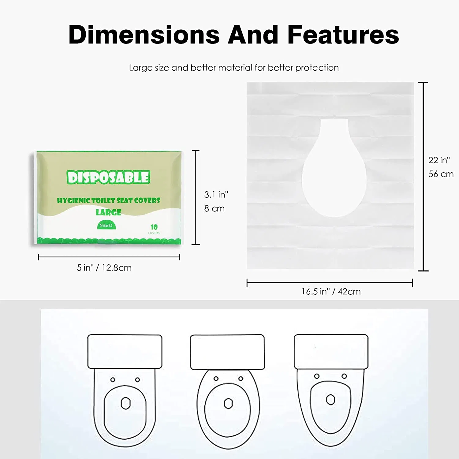Biodegradable Paper Toilet Seat Covers - Disposable Virgin Paper Half-Fold Toilet Seat Cover