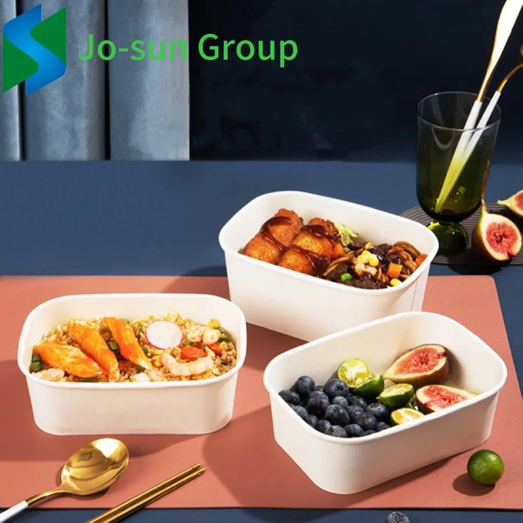 Hot Sale Food Grade Disposable Takeaway Fast Food Container Water and Oil Proofing Kraft Paper Rectangular Bowl with Lid