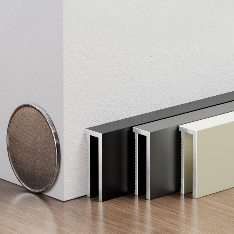 Aluminum Baseboard Skirting Kickboard, Graphite Finishes Available Worldwide, Customizable