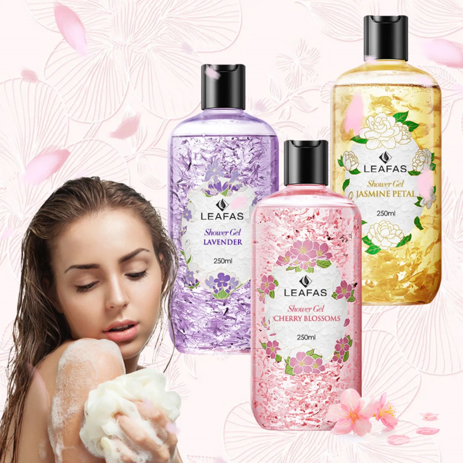 Private Label Nourishing Cleansing Moisturizing Body Care Cherry Blossoms Shower Gel
