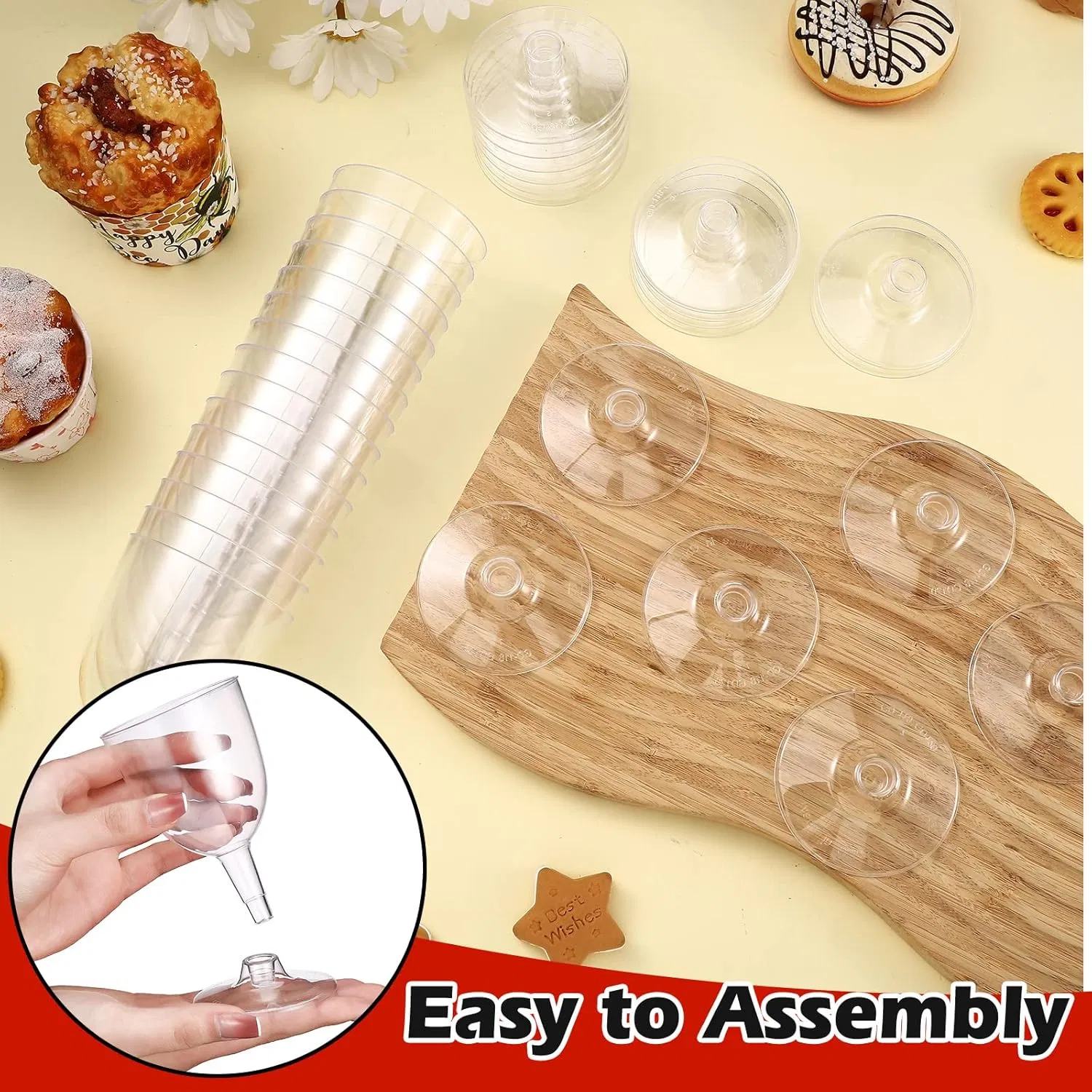 Plastic Wine Glasses with Stem Disposable Stackable 6oz Plastic Wine Cups for Parties
