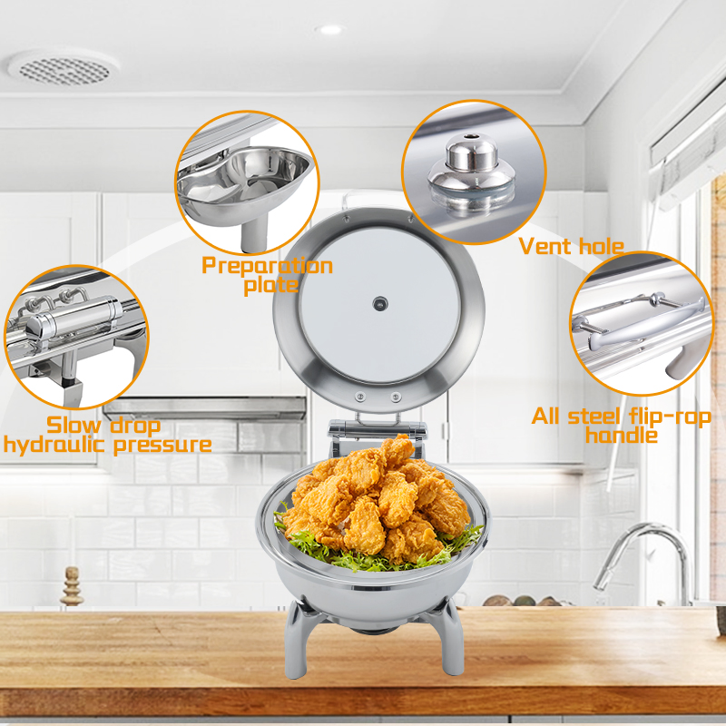 Daosheng Luxury Restaurant Hotel Hydraulic Cover 201 314 Stainless Steel Catering Buffet Set Chafing Dishes