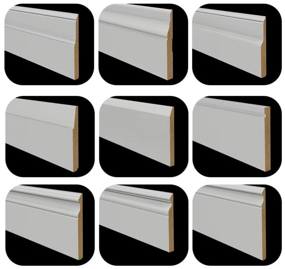 Wall Skirting Changyuan Decoration Material Customized Primed MDF and Solid Wood Wood Door Stop Molding Wall Trim Baseboard Mouldings
