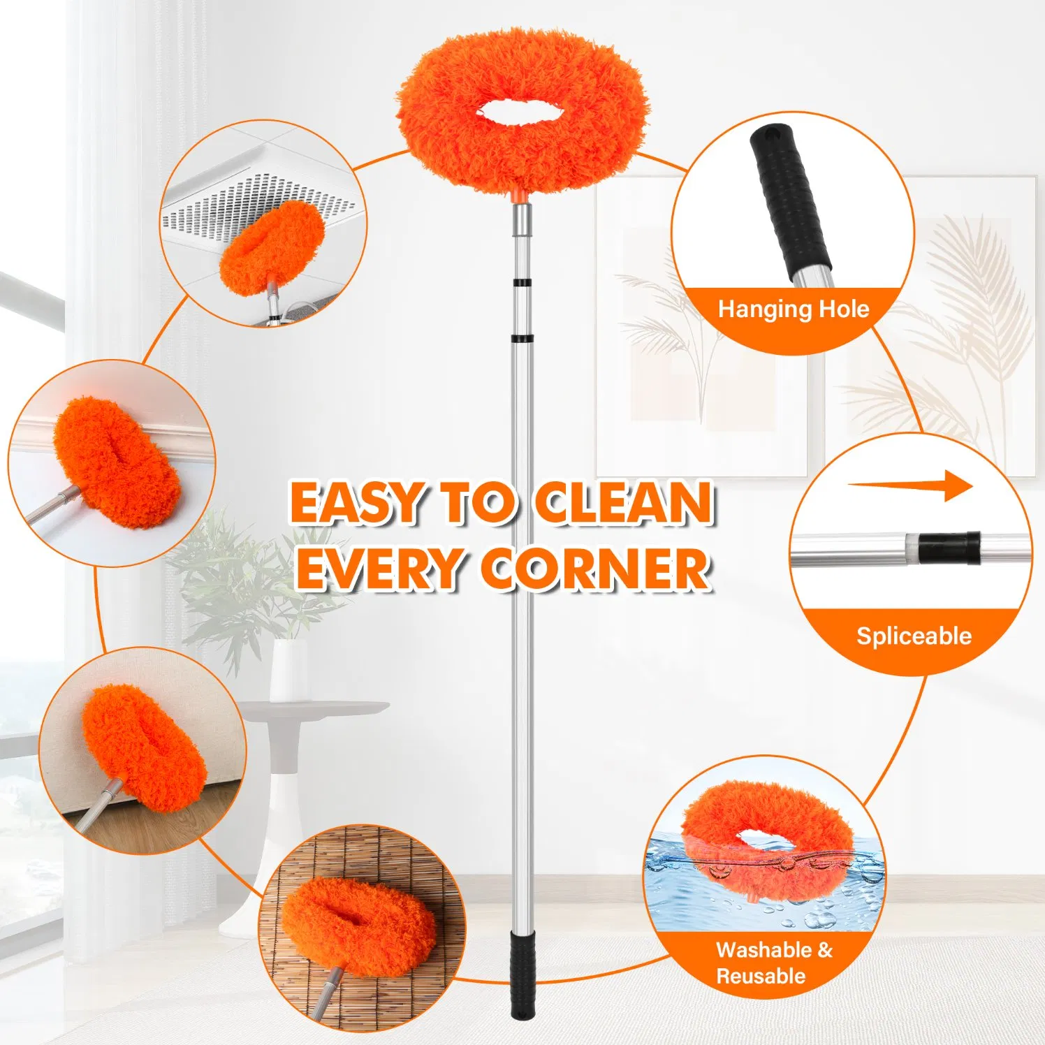 Rotatable Dusting Brush Microfiber Corner Cleaner Dust Removal Chenille Ceiling Fan Cleaner
