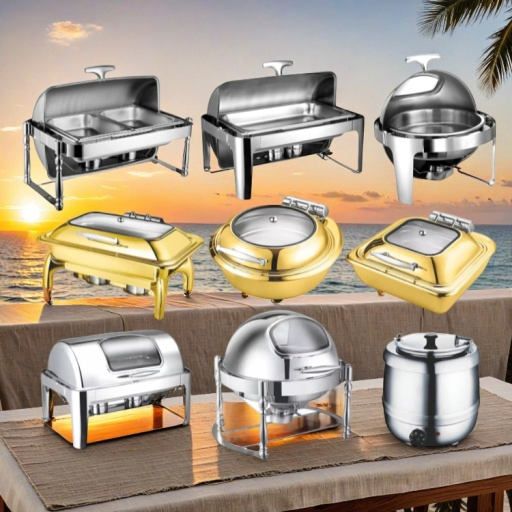 Electric Commercial Best Price Luxury Small Mini Modern Elegant Silver Gold Cheap Roll Top Wholesale 8 Qt Quart Round Fancy Soup Buffet Set Chafing Dish Near Me