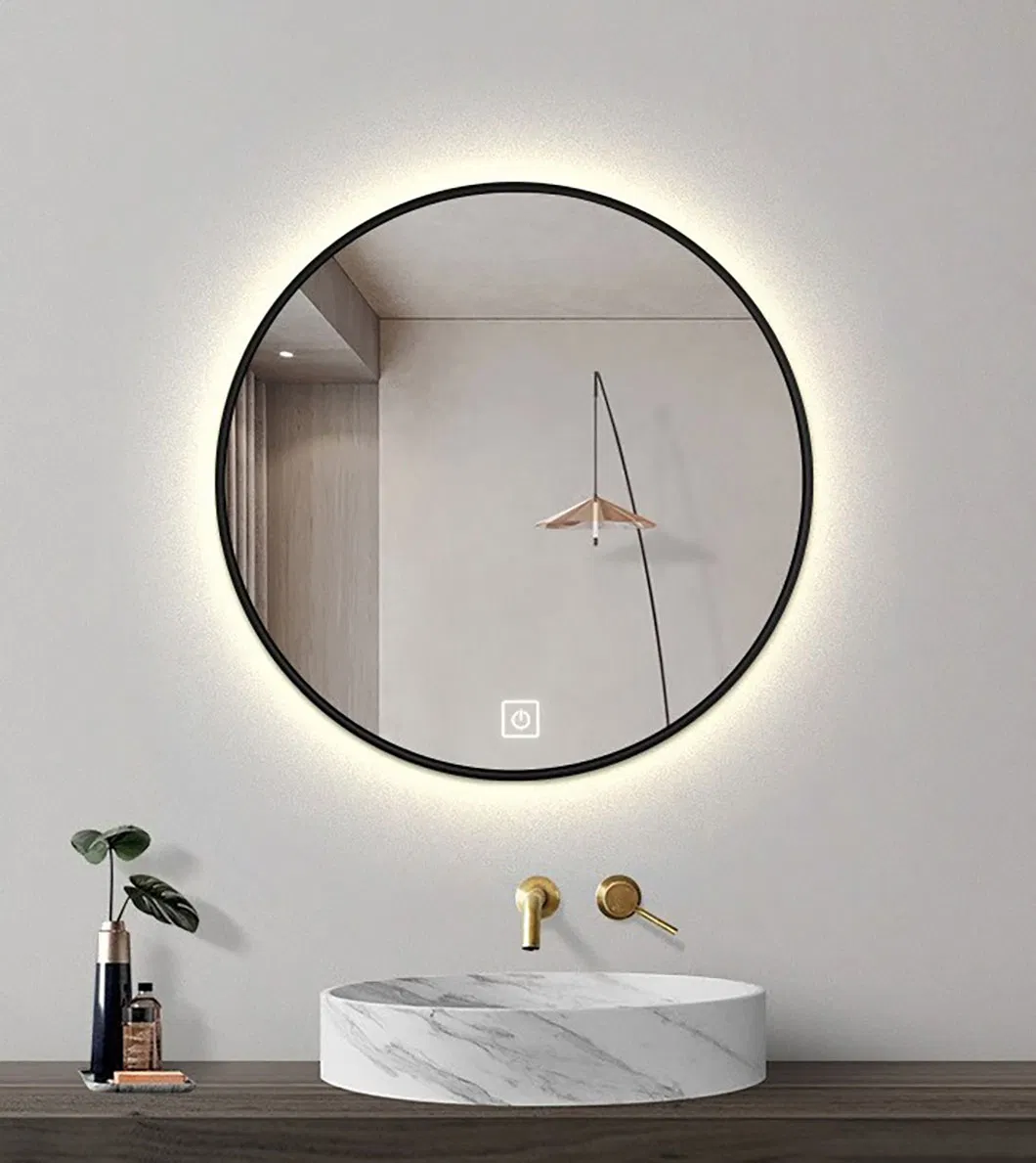 Hot Sale Classic Black Round Smart Multi-Function LED Mirror