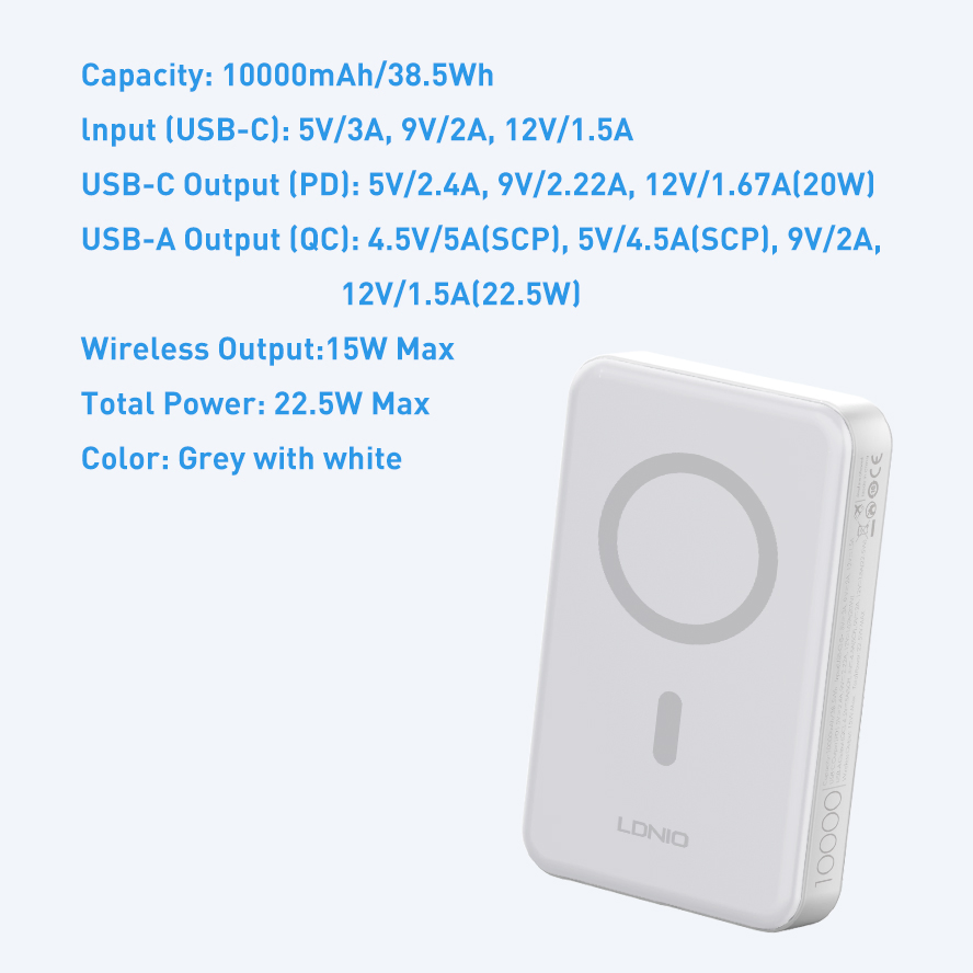 Fast Charging Ldnio Pq16 Wireless Powerbank 10000mAh - Quick Charge Ready