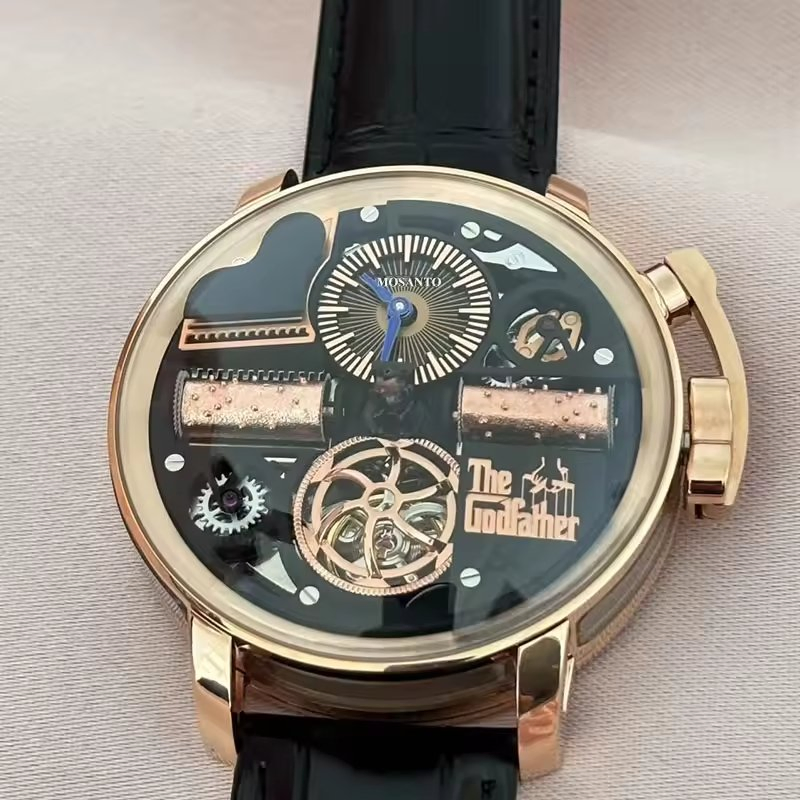 Jacobao Godfather Style Men Luxury Skeleton Watch Tourbillon Clone Watch