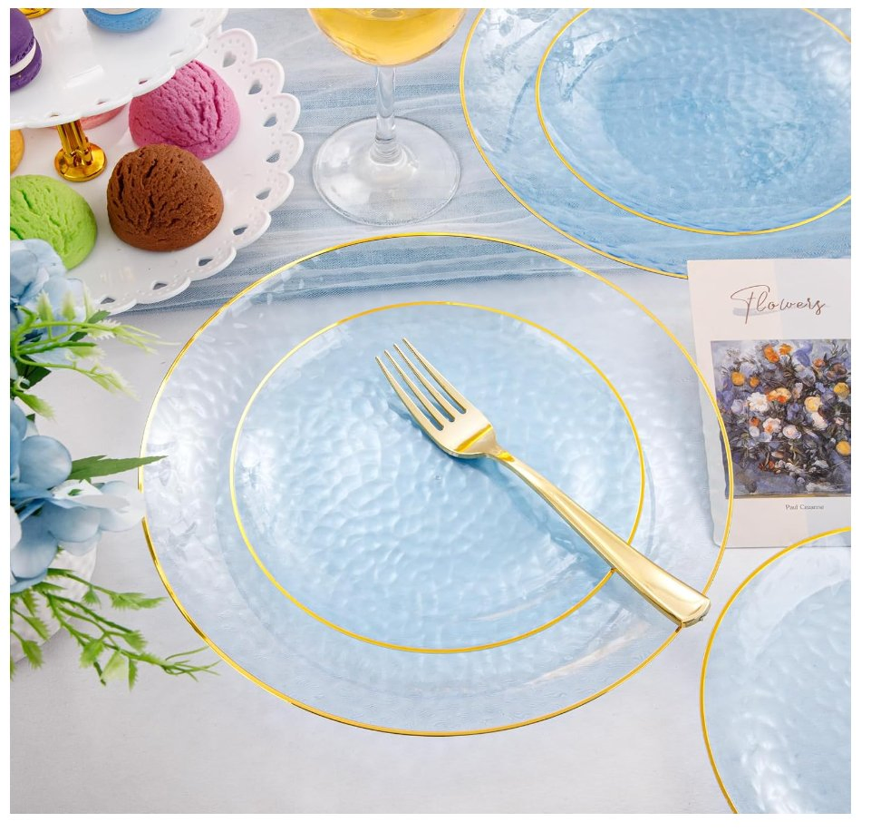 Disposable PS Plastic Tulip Pattern Western Dinner Plate Orchid Dessert Round Dish Party Tableware