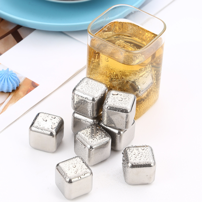 Stainless Steel Ice Cubes for Whiskey Reusable Metal Chilling Whiskey Stone