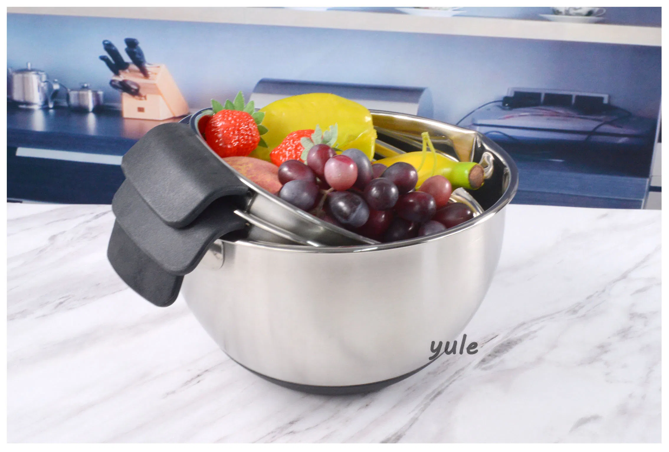 Dishwasher Safe Edelstahl Bowl De Cuisine 3 Multi-Function Graters Attachment Gift Set with Lid Reusable Mixing Bowls