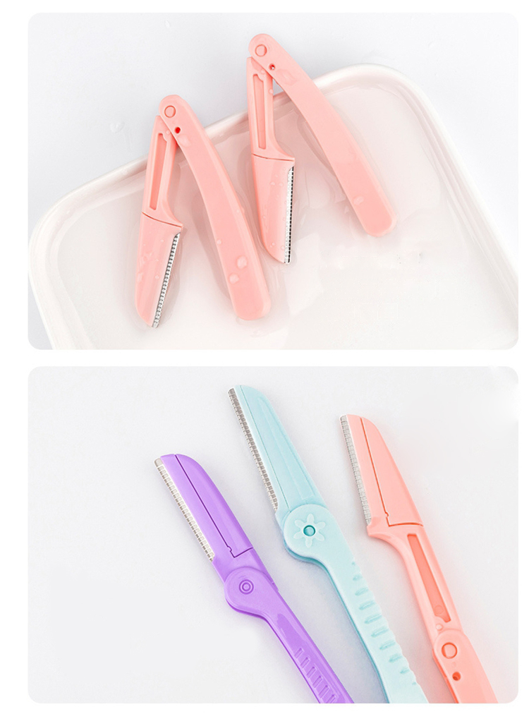 Hot Sell 3 PCS Foldable Facial Eyebrow Razor Stainless Steel Eyebrow Trimmer
