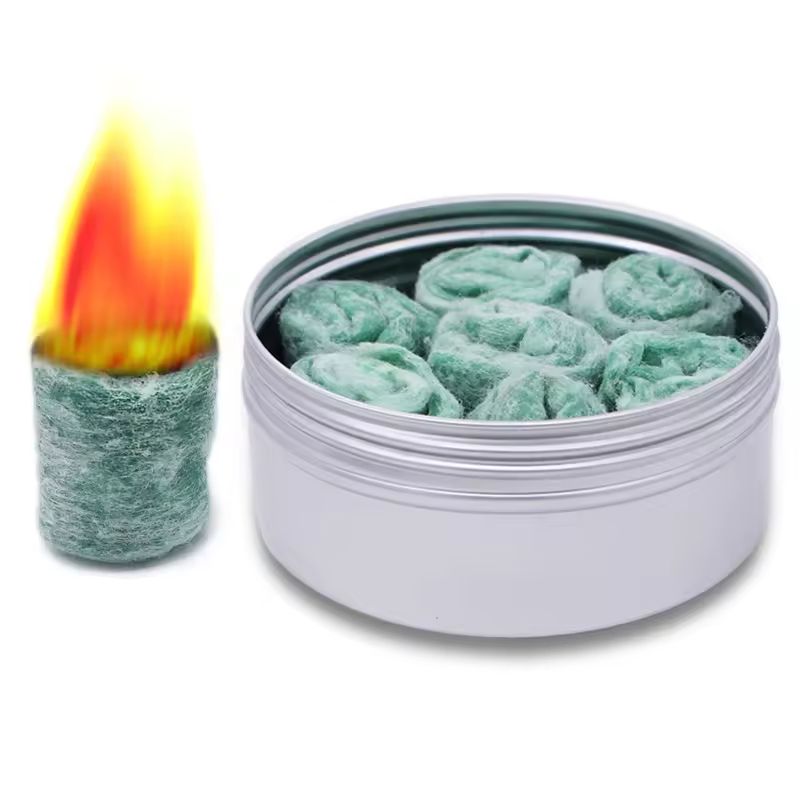 Eco-Friendly Cotton Fire Starter Rolls in Vibrant Colors