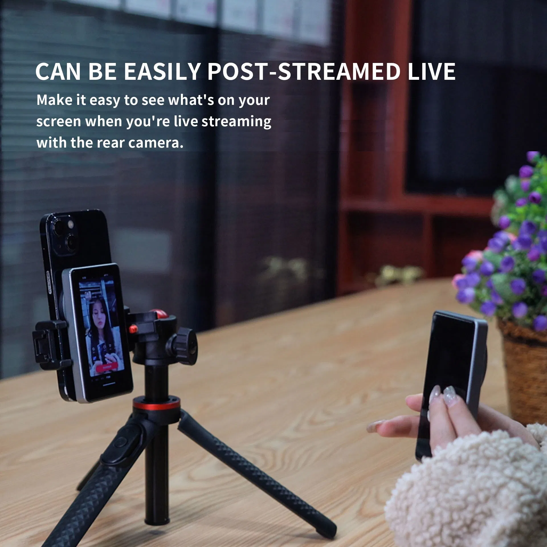 2025 New Selfie Camera Stick Magnetic Selfie Monitor Screen Vlog Videos Live Streaming Pictures for iPhone 12 to 16 PRO Max