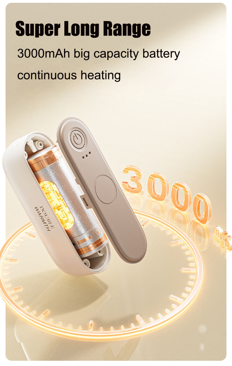 2*3000mAh Lithium Battery Powered Instant Heating Portable Split Design 2 in 1 Mini Pocket Pocket Warmer Wholesale Health Hand Warmer