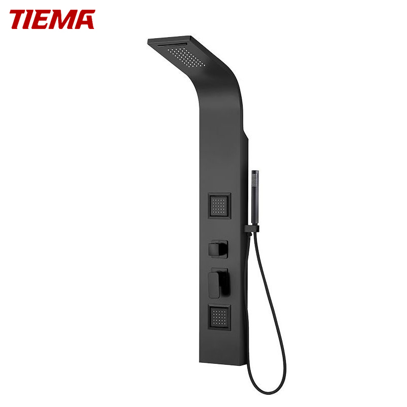 Tiema Shower Panel Aluminum in Black Luxury Thermostatic Shower Column