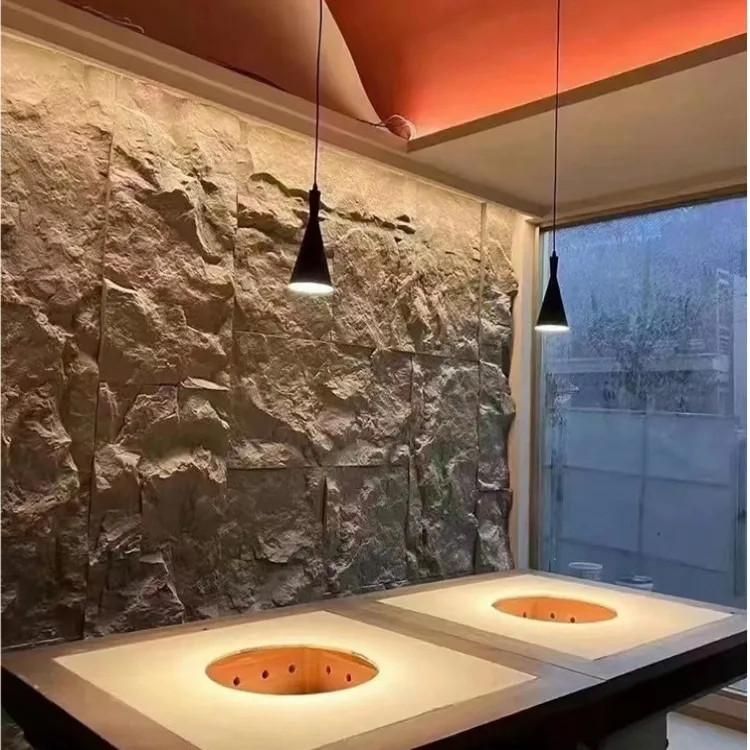 Waterproof Fireproof Outdoor Faux Stone Polyurethane Foam PU Mushroom Stone Panels PU Stone Wall Panel