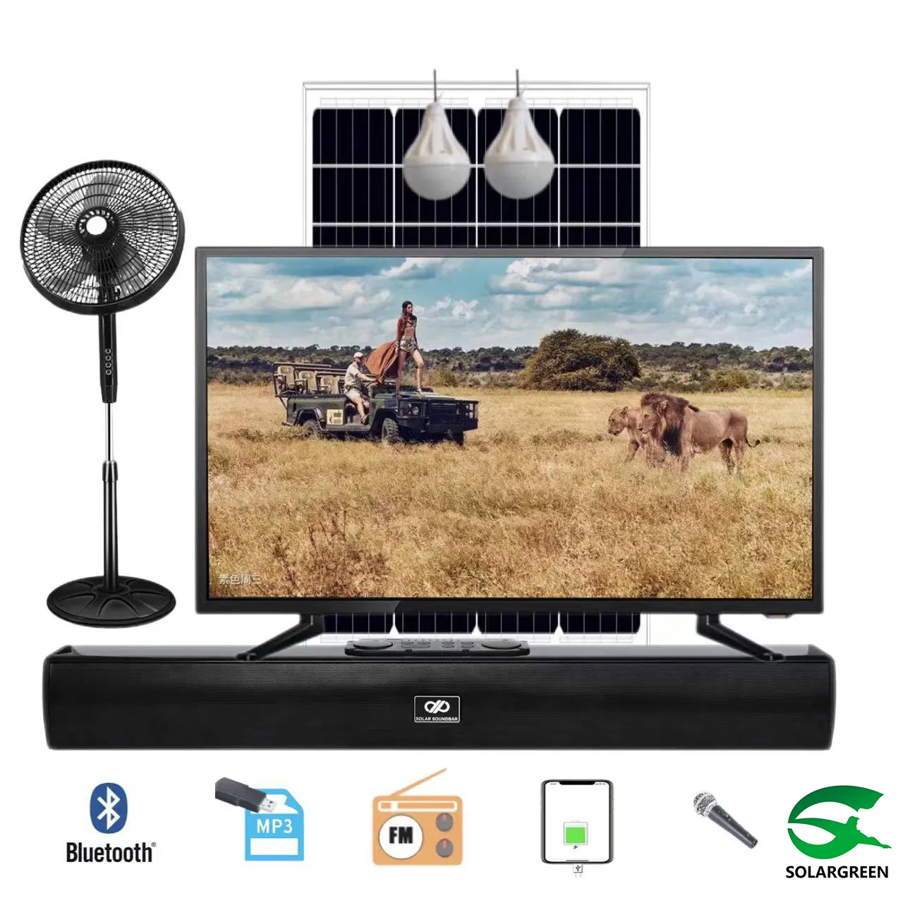Solar Power TV 15" 32" 24" 43" Solar Energy Television