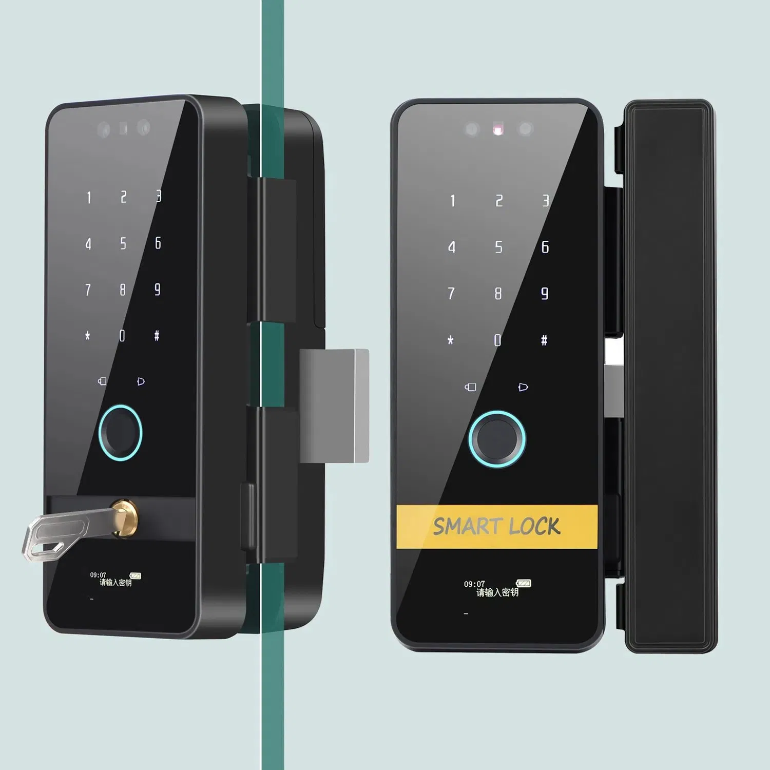 Security Electronic Smart Lock for Glass Door Smart Ttlock APP Office Furniture Fingerprint Password Glass Lock