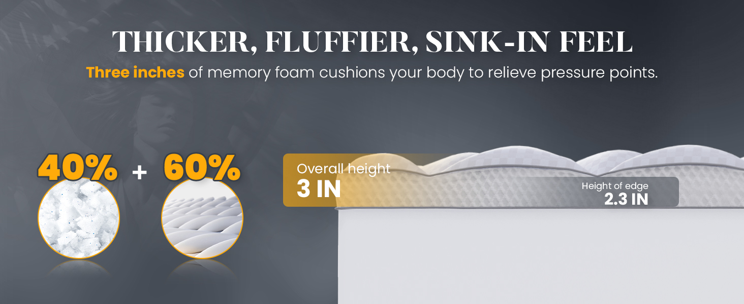 Pressure-Relieving Shredded Memory Foam Mattress Topper Noise-Free Distribute Weight Breathable 3D Baffle Box Stitching