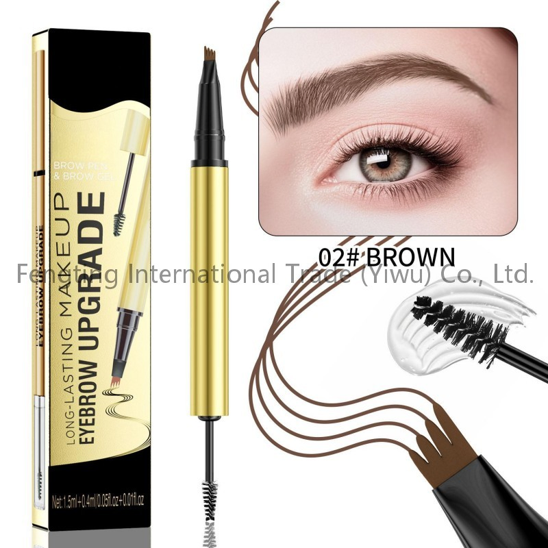 Manufacturer Professional Double Headed Sweat Resistant and Non Smudging Four Claw Liquid Eyebrow Pencil for Natural Three-Dimensional Eyebrows