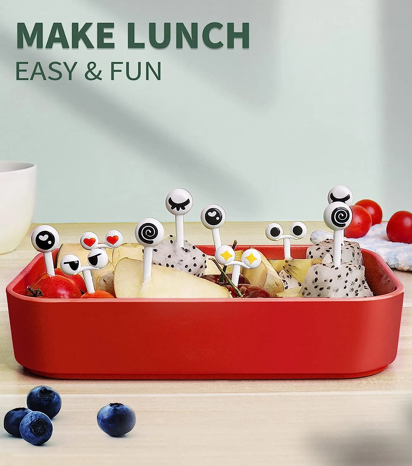 Aohea Cute Kawaii Cartoon Fruit Fork Plastic Tableware Animal Images for Kids