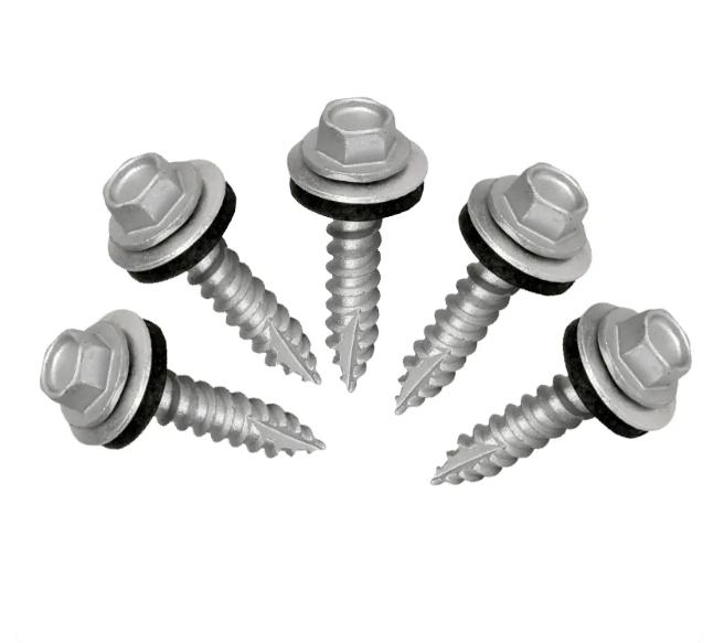 Винт кровельный оцинкованный с шестигранной головкой и шайбой