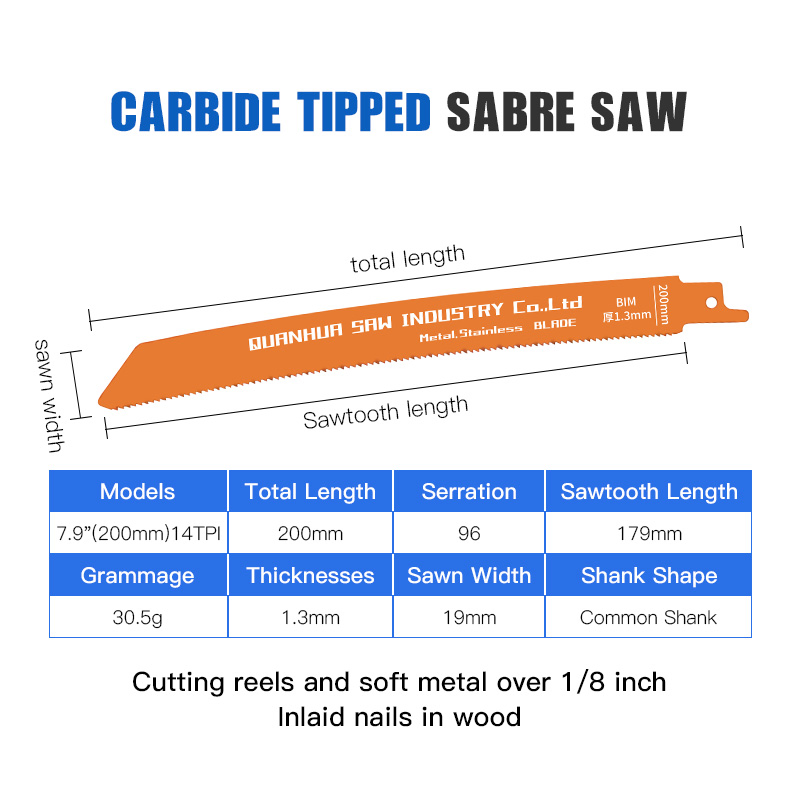 Пильное полотно Bim 200 мм 14 TPI для мягкого металла