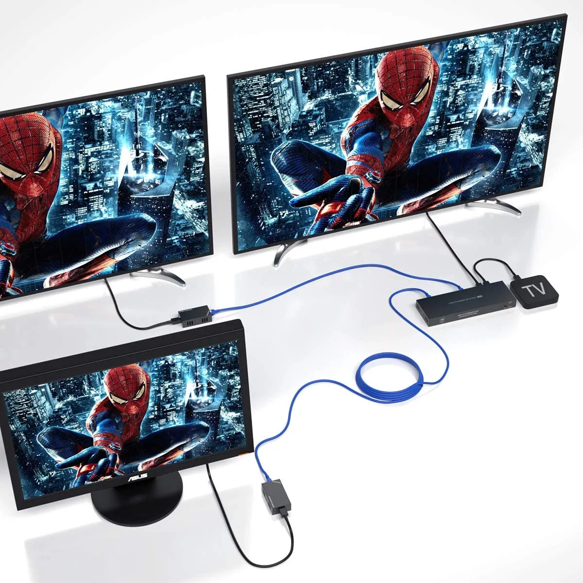 HDMI-сплиттер 1x7 по витой паре до 50 м с PoC
