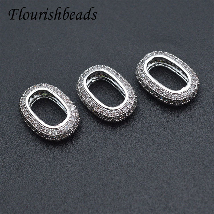 Flourishbeads Gold-Plated Rhodium-Plated Micro Pave Zircon Geometric Oval Pendant Jewelry Making