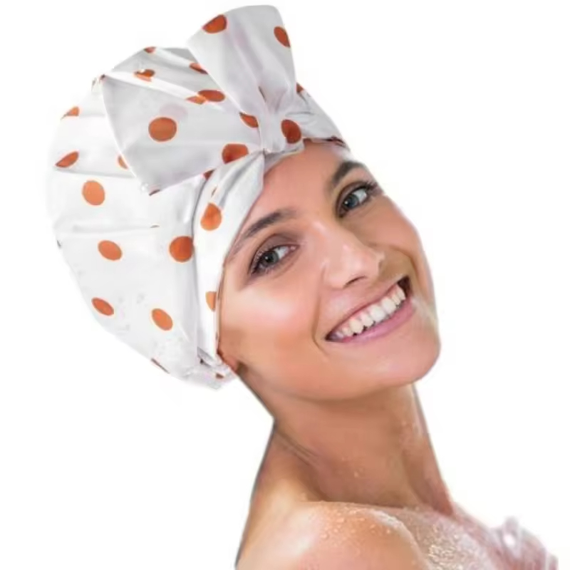 2024 New Model High-Quality Reusable Double-Layer Waterproof Printed Shower Cap