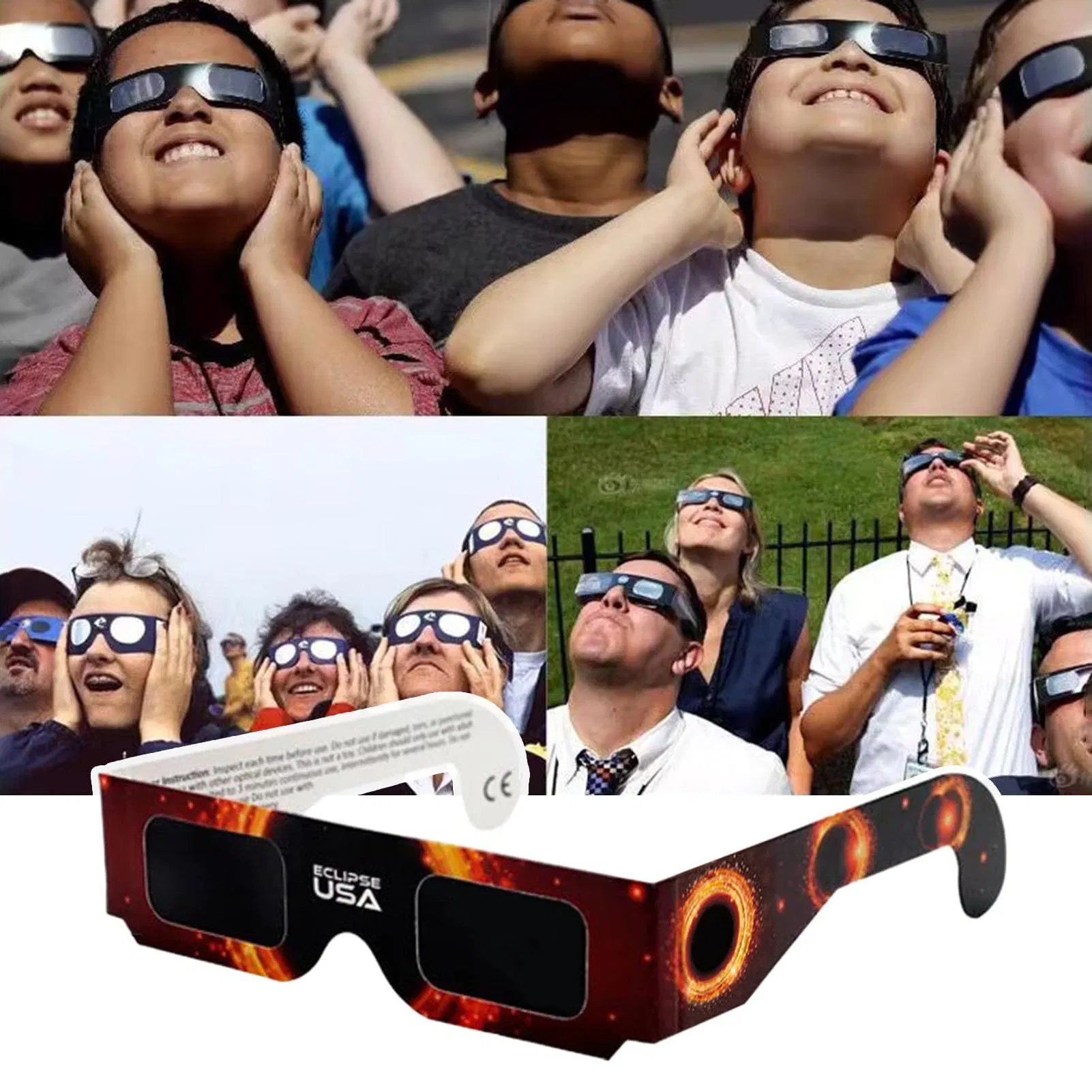 2023&2024 Solar Eclipse Glasses Factory Wholesale Cardboard Eclipse Glasses Logo Custom Paper Solar Eclipse Glasses