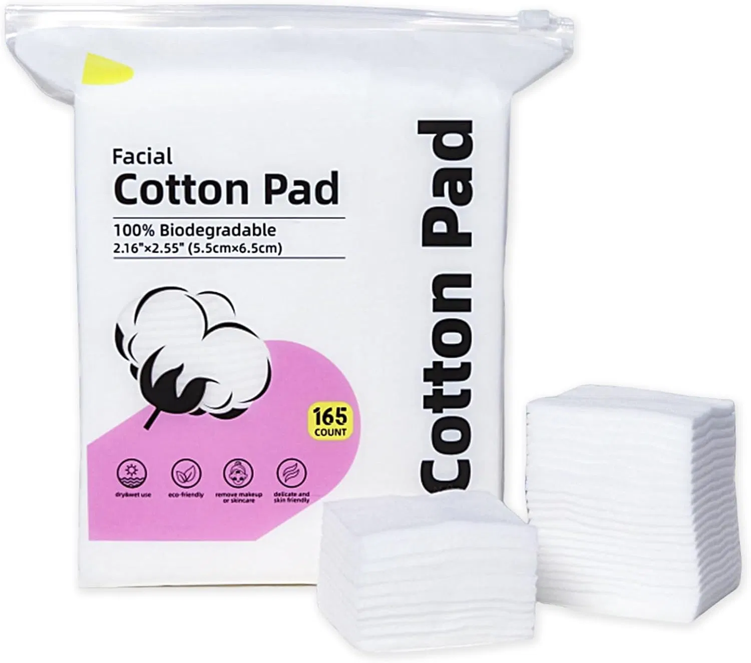 Premium 100% Pure Cotton Pads for Gentle Makeup Removal 165 Count