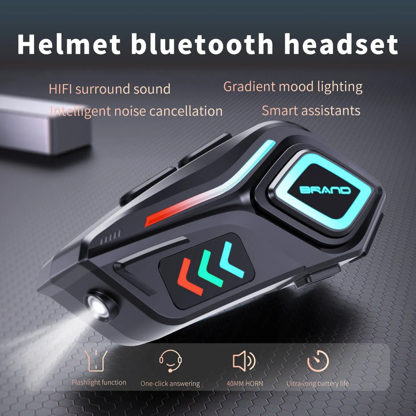 LED Motorcycle Helmet Headset Wireless Headphones K07