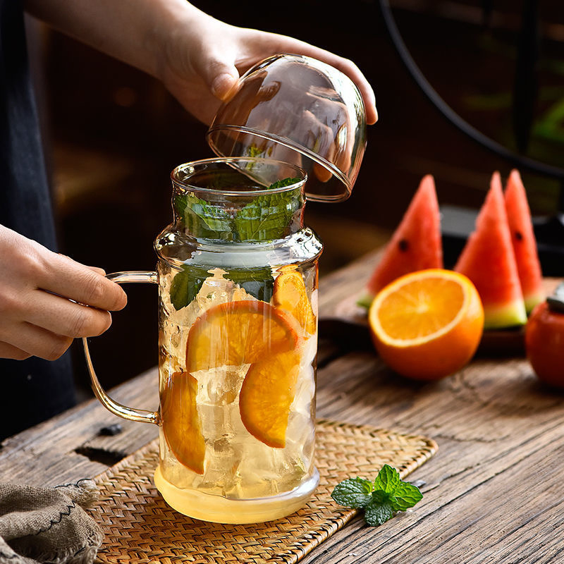 High Borosilicate Glass Pot Large Capacity Teapot Pitcher1.1L Pot Glass Pitcher with Handle