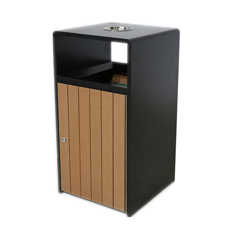 Outdoor Large Size Wooden Park Street Public Garbage Trash Waste Recycling Bin
