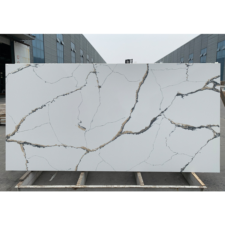 Vanity Top Countertops with Black Veins White Marble Artificial Stone Slabs Quartz Slab