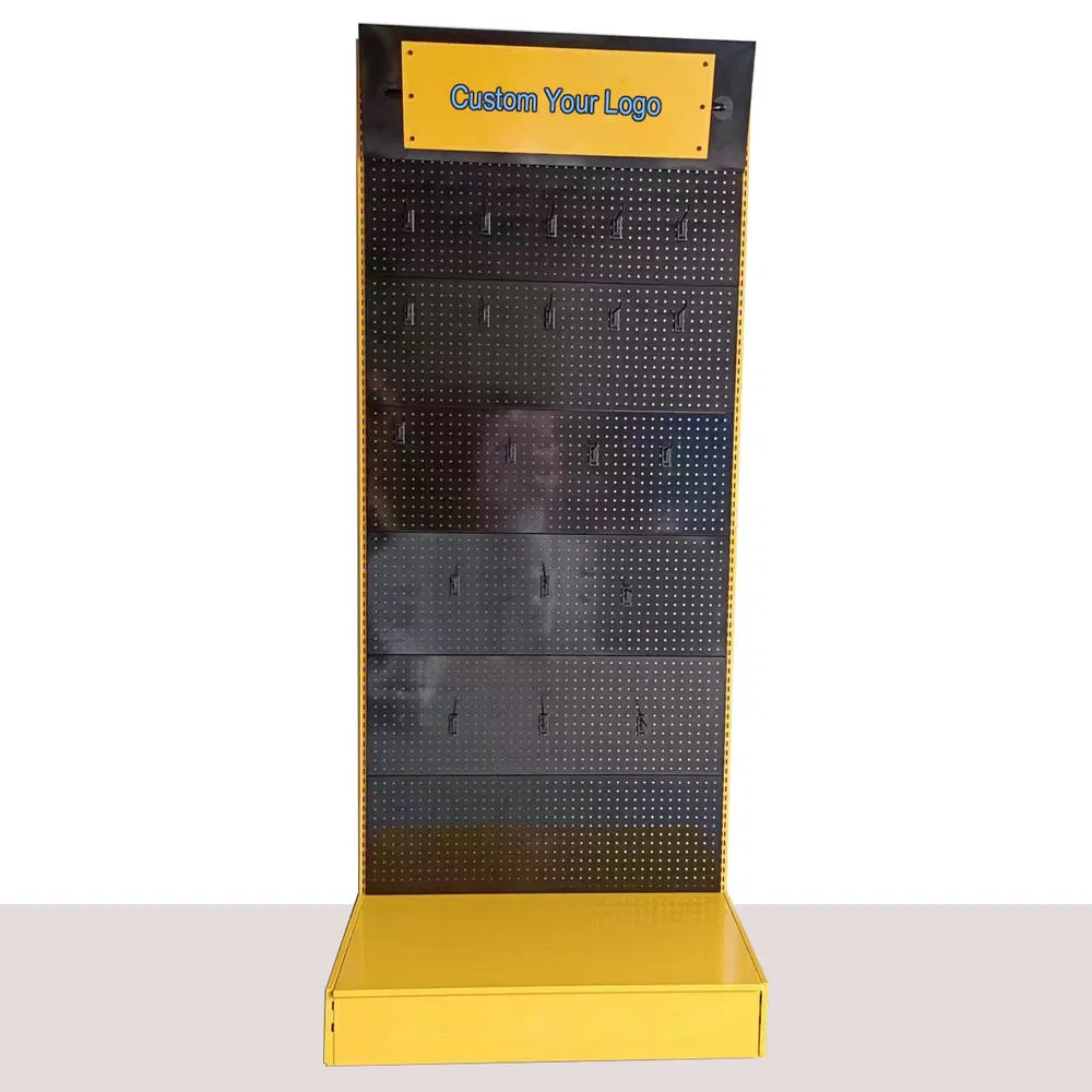 Sturdy Floor-Standing Hardware Metal Display Shelf for Exhibition Centers