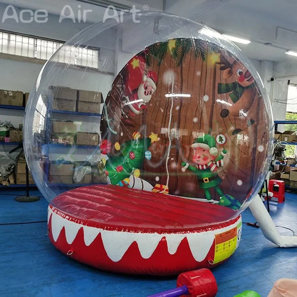 Outdoor Christmas Yard Inflatable Snow Globe Photo Booth Advertising Transparent Bubble Dome Customized Backdrop Snow Globe