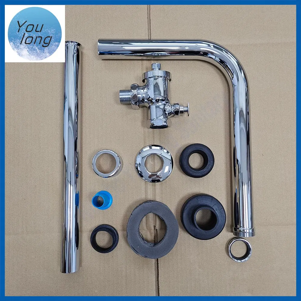 Brass Flush Valve Public Toilets Chrome-Plated Toilet Delay Valve