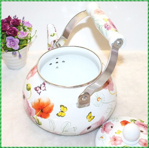 Enamel Kettle Ball Shape Flower Coating Carbon Steel Customized