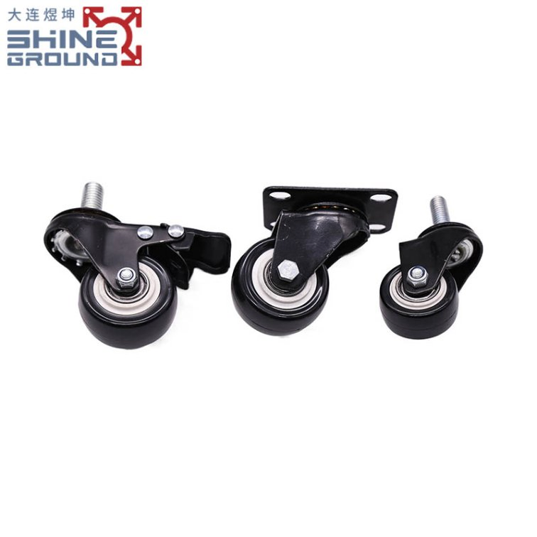 Premium Black Aluminum Profile Door Hardware with 2-Inch Casters