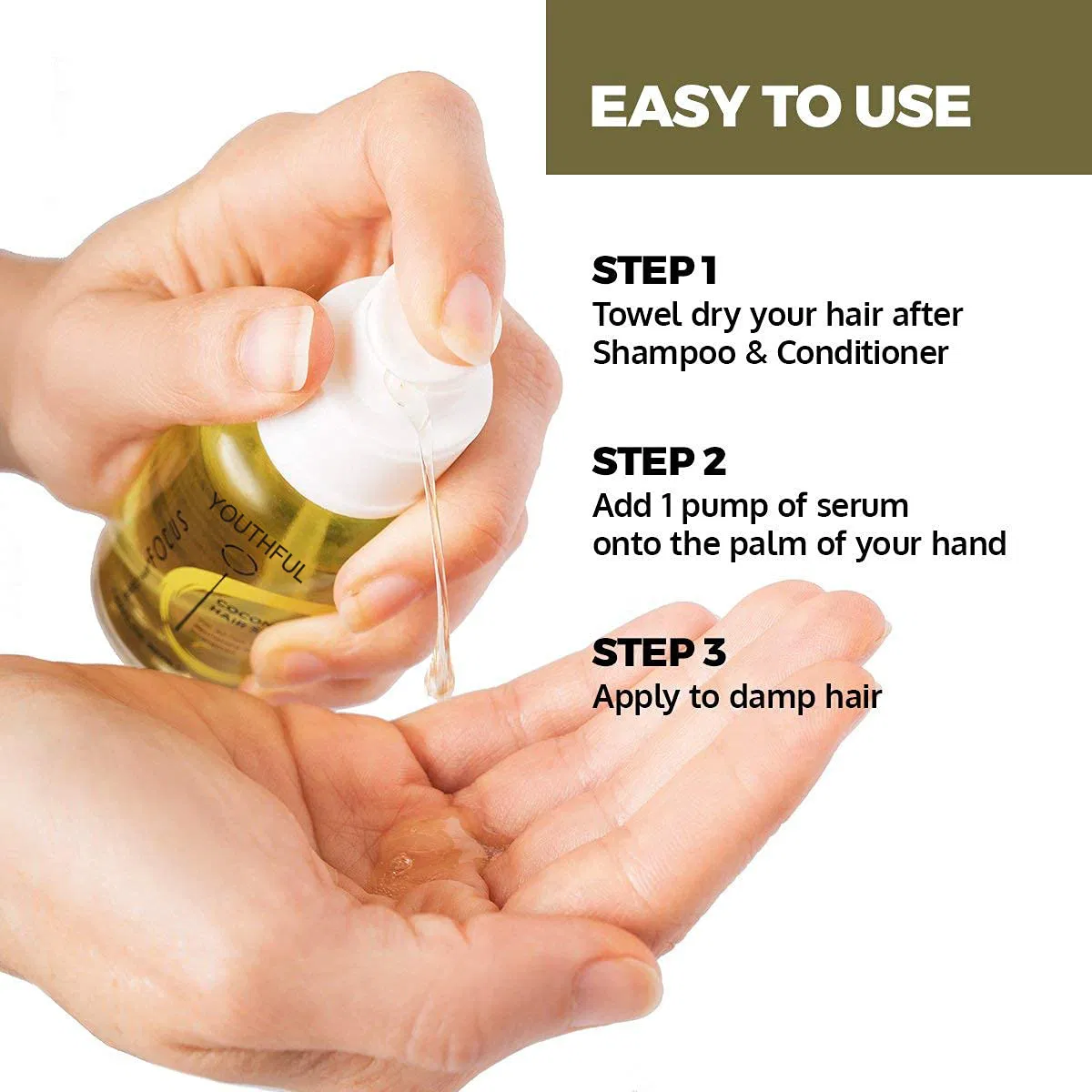 Perfect Hair Coconut Oil Hair Serum - Natural Hair Oil Infused with Raw