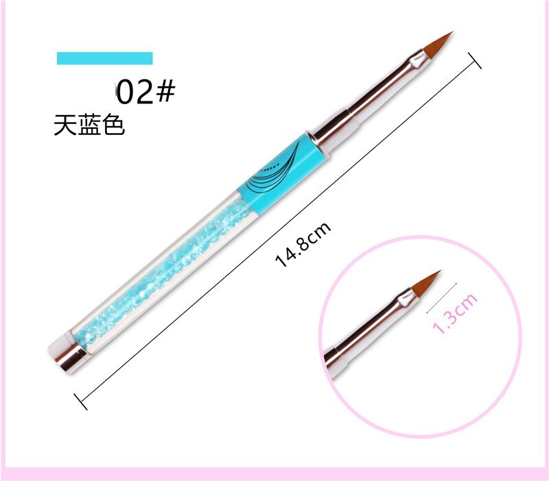 Nail Brushes Colorful Rhinestones Handle Nail Crystal Carve Brush